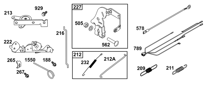 Controls Group Diagram and Parts List for 44J677-0015-G1  Briggs and Stratton Engine